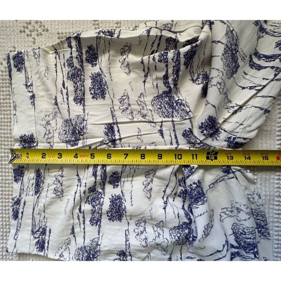 Nasty Gal Womens Pants Sz 4 Ivory/Blue Toile de Jouy Wide-Leg Palazzo Pull-On - Picture 8 of 10